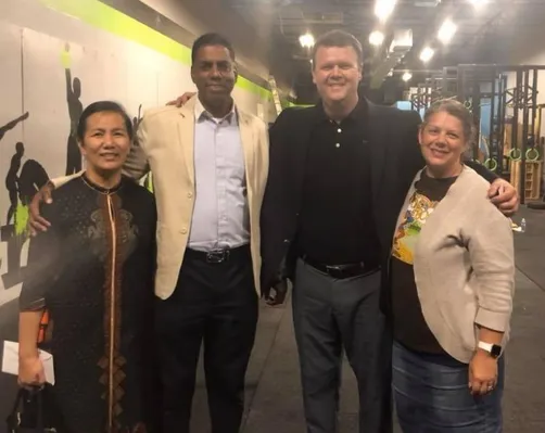 Pastor Hilton with missionaries Bro and Sis Muthu at the Crossfit Gym